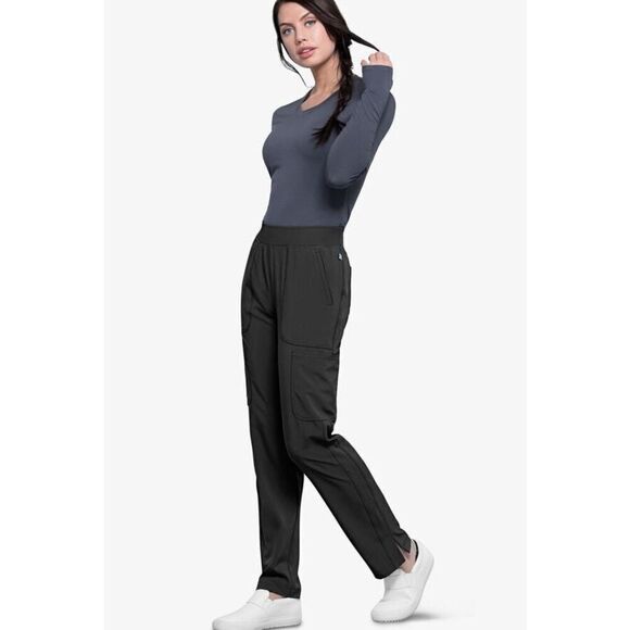 Infinity Women's 6-Pocket STRETCH Rib-Knit Waistband Cargo Scrub Pants & 2 Tops - Picture 2 of 10